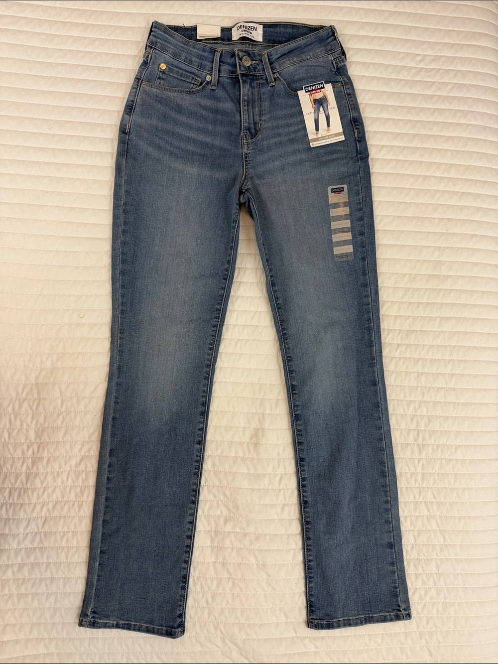 Denizen from Levi's Women's Mid Rise Slim Straight-Leg Jeans in Medium Blue